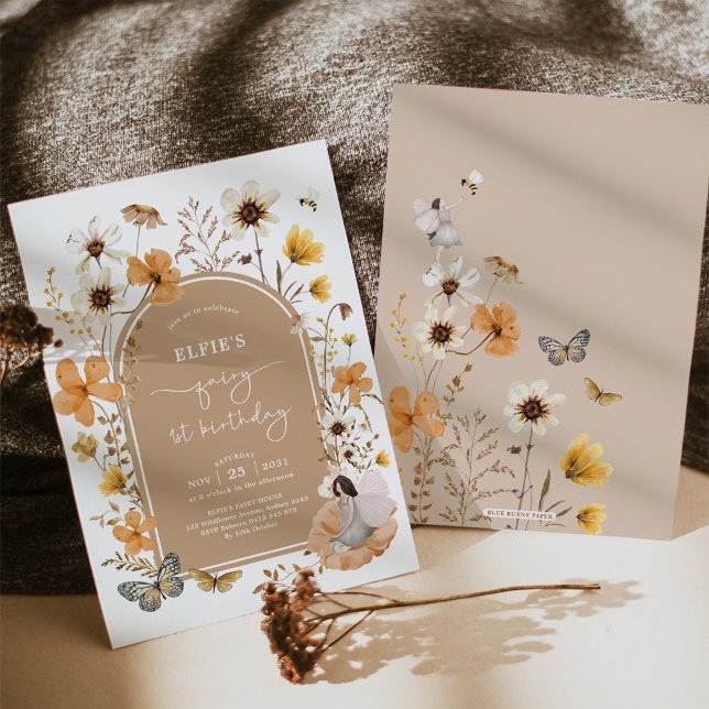 Invitación Fall Wildflower Fairy First Birday Garden Fiesta (Subido por el creador)