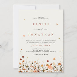 Invitación Fall Wildflower Garden Floral Boho moda Boda