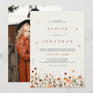Invitación Fall Wildflower Garden Floral Boho Photo Boda