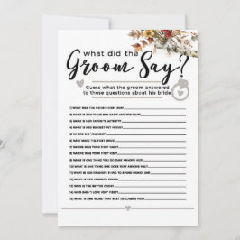 Invitación Fall Wildflowers Birch Tree Bridal Shower Game