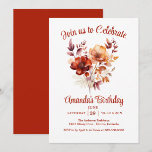 Invitación Fall Wildflowers Fiesta de Cumpleaños