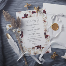 Invitación Fall Wildflowers Floral Budget QR Code Wedding