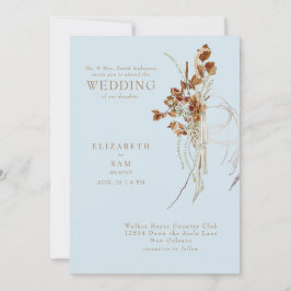 Invitación Fall Wispy Boho Boda de padres de la novia azul Sk