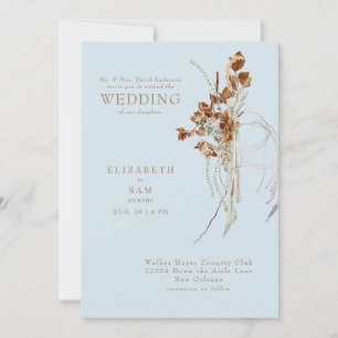 Invitación Fall Wispy Boho Boda de padres de la novia azul Sk