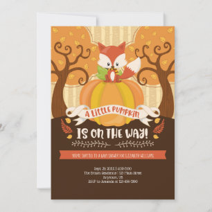 Invitación Fall Woodland Fox Little Pumpkin Baby Shower