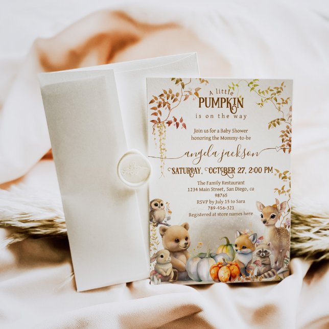 Invitación Fall Woodland Little Pumpkin Baby Shower (Subido por el creador)