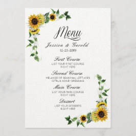 Invitación Fall Yellow Sunflower Rusn Barn Menú Boda