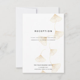 Invitación Falling Gold Ginkgo deja carta de recepción de bod