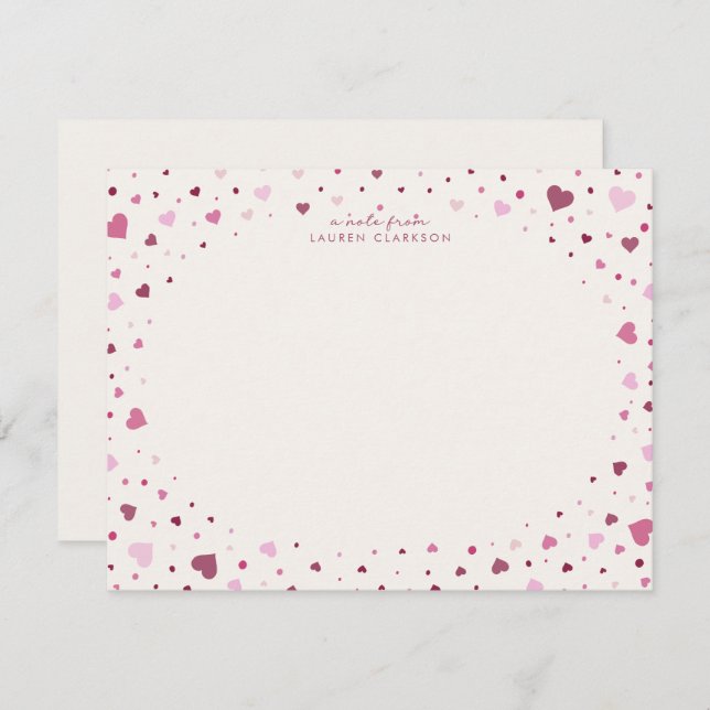 Invitación Falling Hearts Stationery Note Card (Anverso / Reverso)