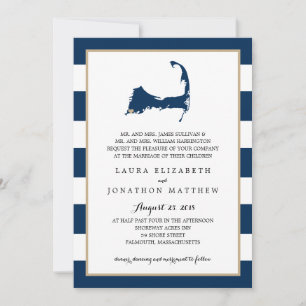 Invitación Falmouth Cape Cod Map con corazón BODA
