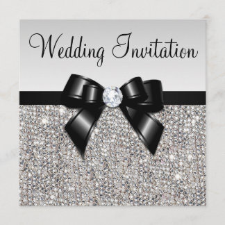 Invitación Falsa boda de plata del arco del negro de los
