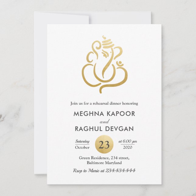 Invitación Falsa cena del ensayo de Ganesha del Relieve (Anverso)