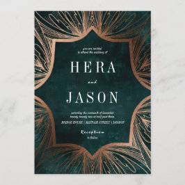 Invitación falsa de bronce y verde oscuro