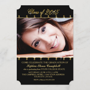 Invitación Falsa foto elegante de la graduación del remolino