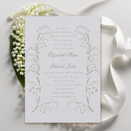 Invitación Falsa Grabado en relieve Lily Valley Ivory Boda fo