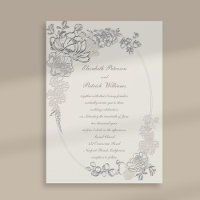 Falsa Grabado en relieve Peonies Ov Frame Calligra