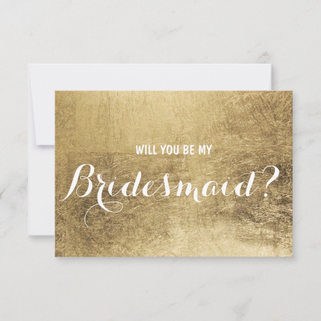 Invitación Falsa hoja de oro de lujo usted será mi dama de (Anverso)