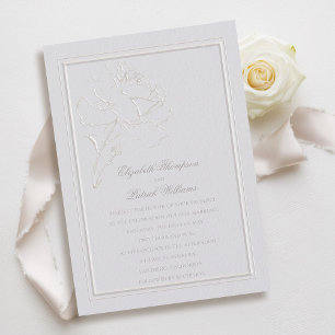 Invitación Falsa Rosa Grabado en relieve Frame Boda formal de