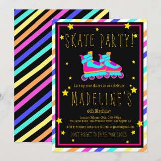 Invitación Falsa tabla de patinaje para patines de neón