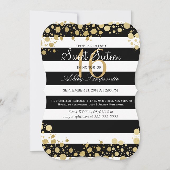 Invitación Falsas salpicaduras y rayas modernas elegantes del (Anverso)