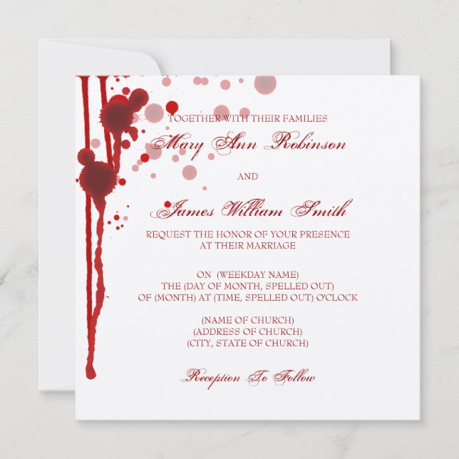 Invitación Falsificación de la boda de Halloween del vampiro (Anverso)