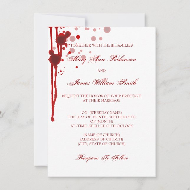 Invitación Falsificación de la boda de Halloween del vampiro (Anverso)