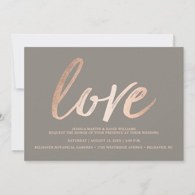 Invitación Falso amor del Relieve metalizado de la escritura (Anverso)