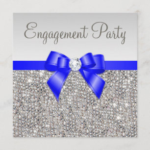 Invitación Falso compromiso de plata del arco del azul real