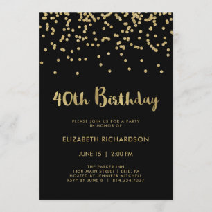 Invitación Falso confeti del oro en la 40.a fiesta de