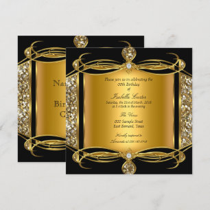 Invitación Falso Diamante Dorado Brillante Fiesta de Cumpleañ