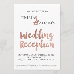 Invitación Falso efecto metalizado 2 del oro de la recepción