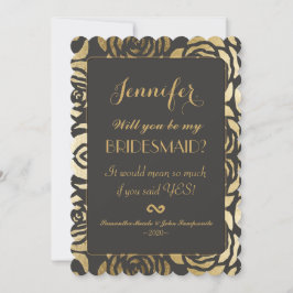 Invitación Falso estampado de flores elegante del oro