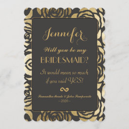 Invitación Falso estampado de flores elegante del oro