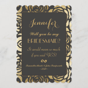 Invitación Falso estampado de flores elegante del oro