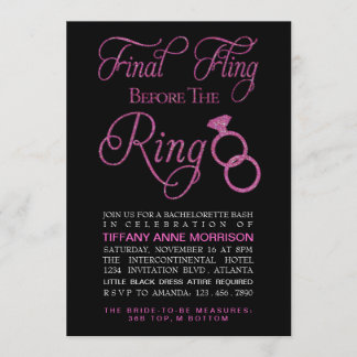 Invitación Falso fiesta de Bachelorette del purpurina del