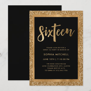 Invitación Falso fiesta del dulce 16 del purpurina el   del