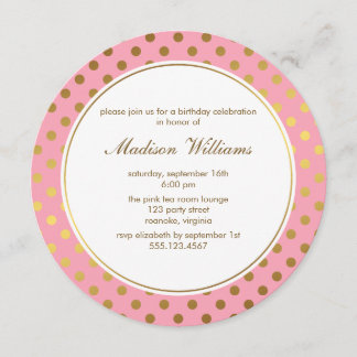 Invitación Falso modelo de lunares rosado del Relieve