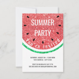 Invitación falso purpurina sandía fiesta de verano