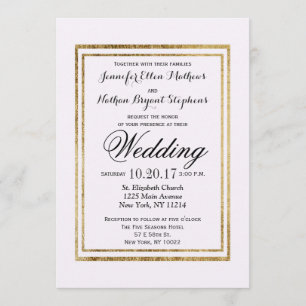 Invitación Falsos esquema y blanco simples elegantes del oro