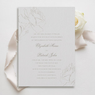 Invitación Falsos Grabados en relieve Rosas Boda de Padres Fo