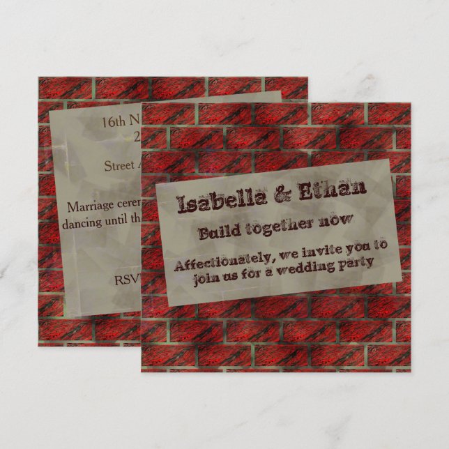 Invitación ¿Falsos ladrillos o azulejos expuestos que lo simu (Anverso / Reverso)