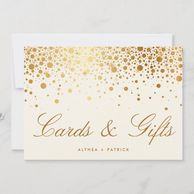 Invitación Falsos puntos de confetti Relieve metalizado dorad (Anverso)
