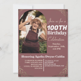 Invitación Familia 100.ª fiesta de cumpleaños simple elegante