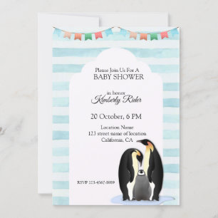 Invitación Familia Cute Penguin