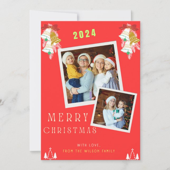 Invitación Familia de 2 Navidades de fotos (Anverso)