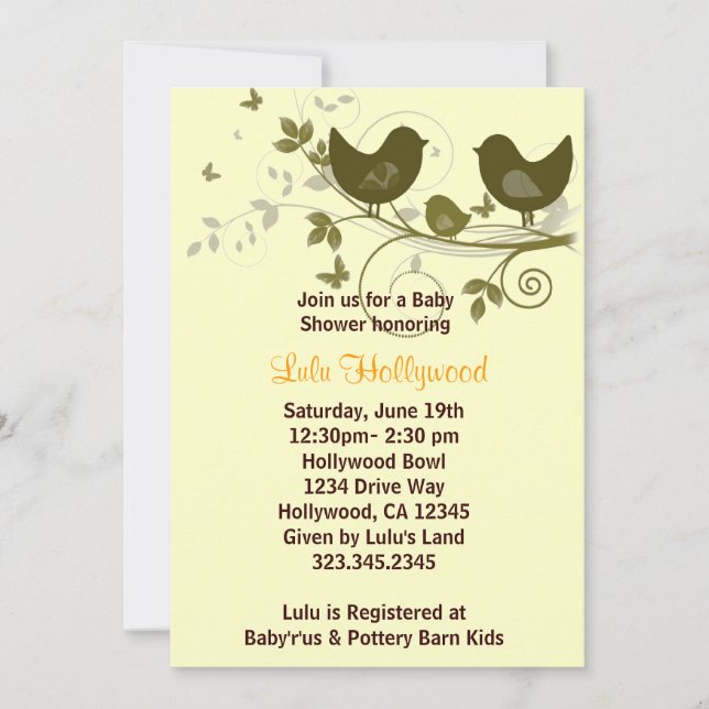 Invitación Familia de Aves (Anverso)
