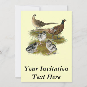 Invitación Familia de faisanes de collar