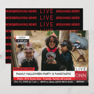 Invitación Familia de Halloween: Noticias de TV fabulosas