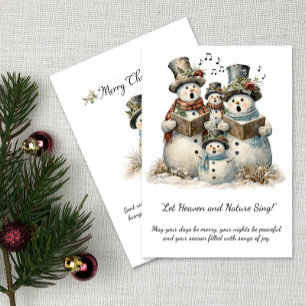 Invitación Familia de muñecos de nieve cantores de villancico