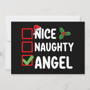Invitación Familia de Navidades Naughty Angel List Holiday